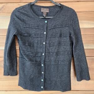 Fenn Wright Manson Angora Wool Blend Cardigan Stand up Edges M Gray Preppy goth